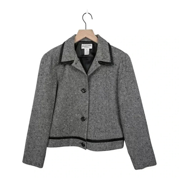 PENDLETON *Vintage* 100% Wool Jacket/Blazer, Gray/Black & White Tweed Sz 10 P - Picture 1 of 10